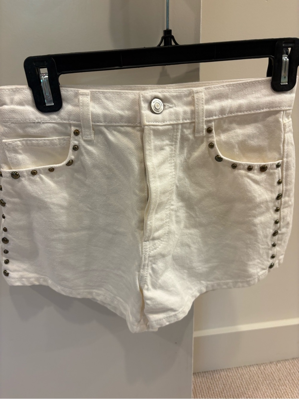 Reformation White Denim Studded Jean Shorts